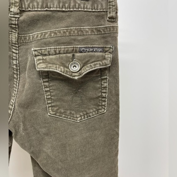 Calvin Klein Womens 8 Corduroy Bootcut Jeans MidRise MedWash Green Flap Pockets - Picture 2 of 7